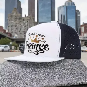 Piyay, Port-au-Prince, PAP 2, Hat, Haitian Gift, Kepi, White/Black