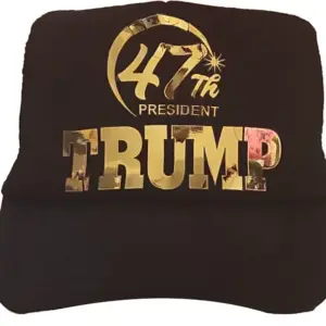 US_PIYAY. Trump...GOLD, Black  47th President Hat, USA FLAG