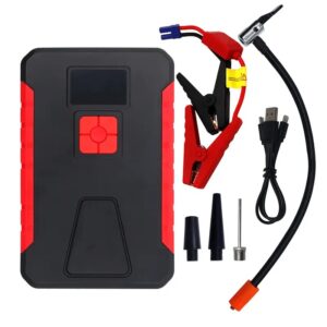 12V Machin Jump Starter 150PSI. Pou demaraj machin ak yon konpresè pou by van, batri chaje oksilyè demaraj pòtab,  apwopriye pou chage (1.98gal gazolin 1.59gal dyezèl) ak ekleraj ijans