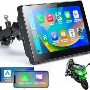 Android Auto Moto, Ekran 5″ / Ekran 6.86″ / Ekran 7″. Radio AM/FM, li vini ak 2 kamera avan ak arye, Bluetooth, Wifi, li pran Kat memwa, Navigation GPS, Li ka mouye nan dlo, Waterproof Carplay Display Screen Moto DVR Wireless Android Auto Monitor.