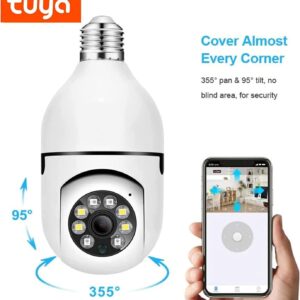 Anpoul Limyè Kamera Sekirite, Camera wap gen kontwol kay ou Biznis ,  WiFi, li pran imaj  Koulè Lannwit byen 360 Degre Pan/Tilt Panoramik IP Kamera, 5GHz 1080P Siveyans Kay Entelijan Kids Cam ak Deteksyon Mouvman Alam Vizyon lannwit Two Way Pale Andedan kay
