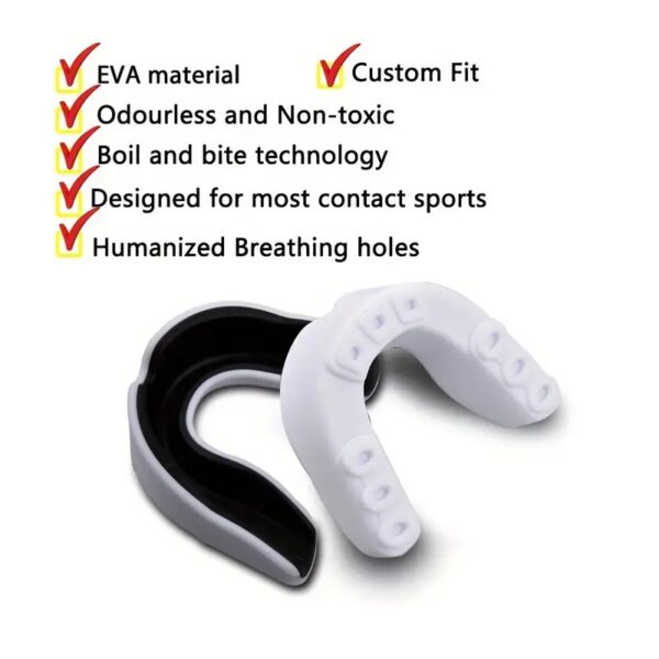 Fleksib EVA 4pcs Pwoteksyon dan BOX , pwotej bouch - Ekipman pwoteksyon pou foutbòl, baskètbòl, Hockey, MMA, boksè, Taekwondo, sport Arts masyal, Karate - ekipman espò | Gad dan espo - Image 6