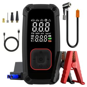 12V Machin Jump Starter 6000mAH. Pou demaraj machin ak yon konpresè pou by van, batri chaje oksilyè demaraj pòtab pou chage pickup kamyon machin