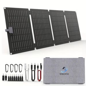 60w Portable pano Solè Folding - Generatris / Delko 12V Pano Sole Charge Inverter ou ka itilizel pou biznis chage telefon - Portable Panno Soley invete Pou Kan - Portable Power Station Pou Jeneratè, Laptops, RV Vwayaj ak anpil lòt Itilizasyon - Dirab Panèl Solè Pliabl
