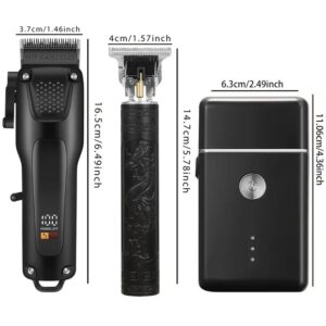 Twous 3 pyes Pwofesyonèl pou biznis kwafe pou Cheve ak bab  - Tondez san fil ak ekspozisyon ki ap dirije, Precision Trimmer Set, USB rechargeable