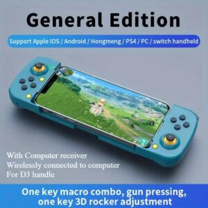 Game Contrôleur jwèt mobil pou iPhone/Android, Hall Effect Phone Controllers Support Case Phone, Game Controllers with RGB for Xbox, for PlayStation, Cloud/Steam Gaming pou jwèt Gamecube