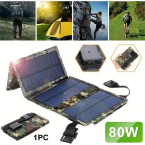 80W pano sole pòtab li ka pliye li gen pò USB pou invete - lejè, ak-wo kalite pou biznis chage telefon elatrye, avantur deyò, kan, randone, ak vwayaj - generatris Inverter chaj telefòn, tablèt, fanatik, ak flach, chajè telefòn solè