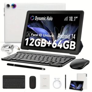 Tablèt 10.1  klavye san fil+ Souri + Plim + Kask. Android 14, Pou Pwofesyonel Octa-Core, 12GB RAM (3+9), 64GB Depo, tablet 1TB TF tablet, 1280x800 HD, 5000mAh, Debloke figi, Kamera doub ak Halo dinamik, 5MP + 8MP, Kado san fil, kado san fil, Headphones se yon.  kado pafè