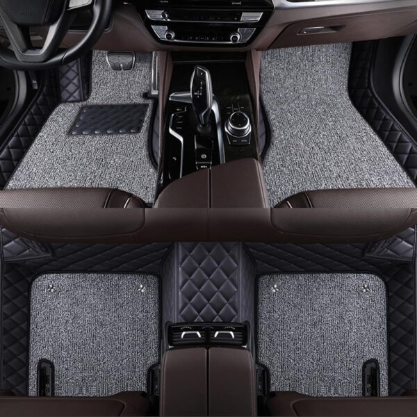 Tapi machine Delux. Pesonalize avek Logo Mak Machine ou. Doub Kouch Tapi Pwoteksyon en kwi.  Car Floor Mats Luxury Leather All Weather - Image 3