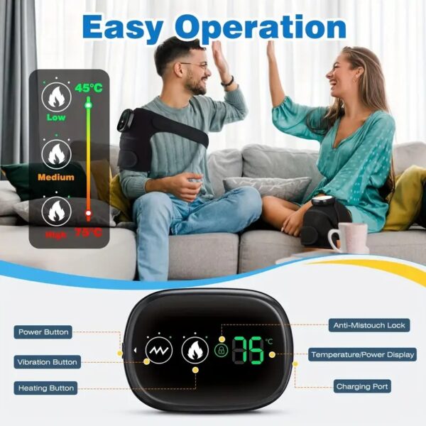 Chofaj pou moun ki gen fredi nan jenou et li masaj, USB rechargeable, ak batri 5000mAh entegre, 3 mòd Vibration 3 nivo chalè, pou sipò jenou, koud ak zepòl - Image 4