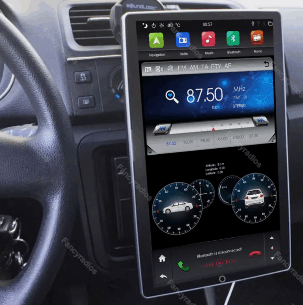Radio Carplay Android oto Ekran Tesla, lap monte sou tout model machin 10.1 pous  vètikal ekran Machin Stereo FM Bluetooth USB, Wifi, Bakop kamera Android/iOS + SWC + 4LED Kamera - Image 8