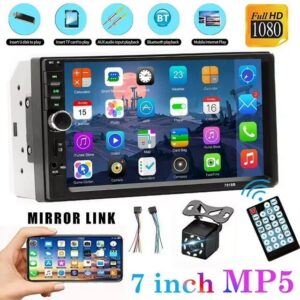 Radio Android Machin Stereo, 7 Pous HD Touch Screen Bluetooth Machin Radyo, Machin MP5 Player ak Kamera Dèyè.