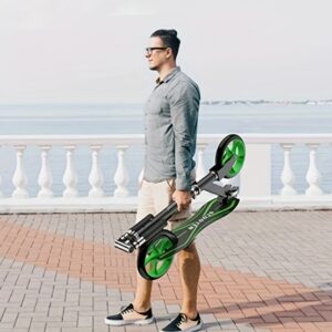 Pliable Scooter pedal pou granmoun ak adolesan ak fren doub, wotè manch reglabl, kawotchou PU, ak ankadreman aliminyòm - Kapasite 220 liv, - pafè pou vwayaj chak jou, amizman deyò, ak kado, san batri.