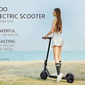 G5.0 Scooter Elektrik pou Granmou  - 21Mile distans  & 19MPH Vitès E-Scooter, 350W pwa li sipote  jiska 264lbs, ki pliye ak 8.5" Kawotchou Solid, Doub Frenaj, li kanecke a telefon  APP
