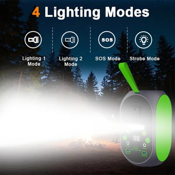 generatris soley Portab Power Station 120W, pik 200W delko sole ak 30W pliable panèl solè, 110V 31200mAh LiFePO4 UPS batri, AC/DC/USB/Type-C Ports, dirije limyè pou deyò kan, kay ijans sovgad, vwayaj, laptops elatriye. Kit sole - Image 4