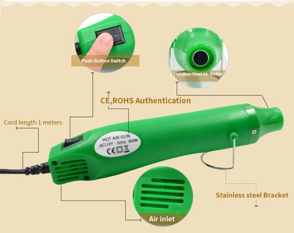 Mini Gun chalè, pòtab mini zam lè cho pòtatif, 200 ℃ pòtatif  pou Biznis repasyon telefon, pou seche telephone ak aparey ki tonbe nan dlo, pou desoude elatriye - Image 2