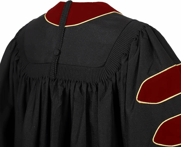 Unisex Deluxe ròb gradyasyon doktora ak Hood 8-sided, Toj granmoun akademik - Image 3