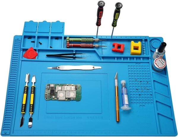 Tapi Biznis Boss reparasyon, Rezistan Chalè 932 ° F Silikon Soudure Mat, Gwo Anti estatik Mayetik Elektwonik Reparasyon telephone Travay Mat pou BGA ak Zam Soudi fe Workbench, Reparasyon Laptop Telefon Selilè - Image 4