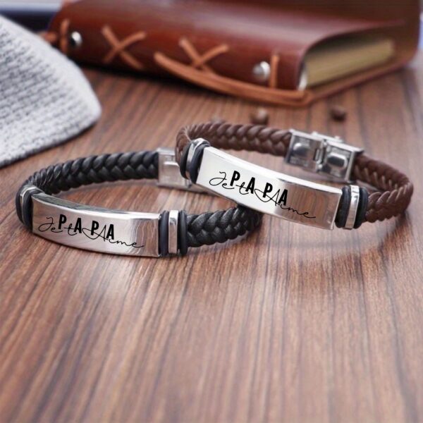 Bwaslè Lanmou PaPa, Braslè an kwi vegan an asye Titàn pou gason, Kolye BELOVE COLLECTION - Image 2