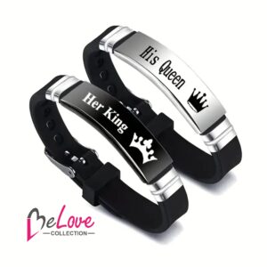 2 braslè moun damou en silikon élégance, braslè asye pur Rèn li ak Wa li pou mete chak jou pou montre ou gen metm. ado Maryaj, St Valentin,BeLove COLLECTION