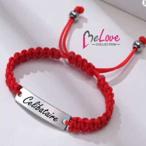 Bwaslet Selibatè, ki montre kounia li pa gen moun nan vil. Handmade Braided Nylon Stainless Steel ID Adjustable Bracelets Kolye, BeLove Collection