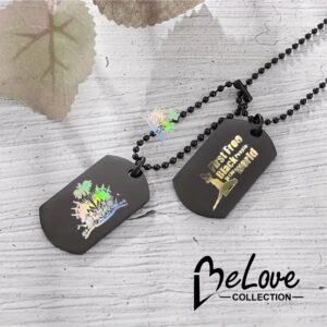 Kolye pandantif Katrin  Flon “NWA” logo Haiti Ajan acier inoxydable, design simple et double, Meday ou ka itilizel chak jour, Haitian Flag. BELOVE COLLECTION