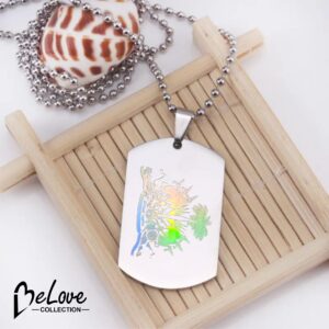 Kolye Pandantif Katrin Flon Haiti en SILVER, chaine an acier inoxydable, Design simple et double, ou ka itilizel chak jour, Haitian Flag Day, “BELOVE COLLECTION”