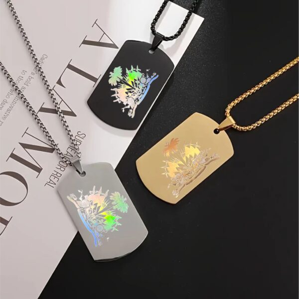 (3)Twa Kolye pandantif Katrin "Kombo" Flon logo Haiti en Or / Silver / Nwa an acier inoxydable, design simple et double, ou ka itilizel chak jour, Haitian Flag. BELOVE COLLECTION - Image 5