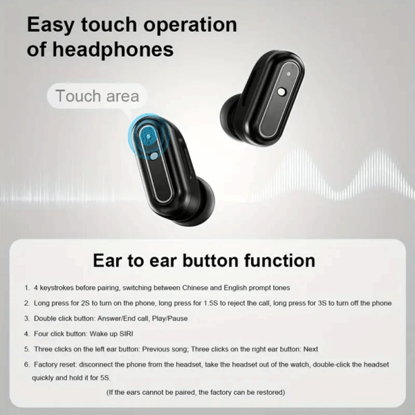 Mont intelijan Smartwatch ak kask, bwaslet en Kwi Samsung Built-in AI Noise Reduction Earplugs, With Message, Call Answering, Sleep Monitoring, Aktivite kontwole li kompatib ak IPhone/Android Phone, Smart Braslet, Gason / Fanm, kado fet Papa, anivese - Image 6
