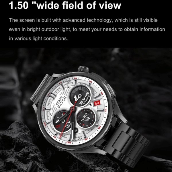 Mont intelijan Smartwatch ak kask, bwaslet Silver AI Noise Reduction Earplugs, With Message, Call Answering, Sleep Monitoring, Aktivite kontwole li kompatib ak IPhone/Android Phone, Smart Braslet, Gason / Fanm, kado fet Papa, anivese - Image 3