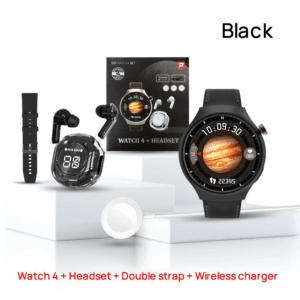 Mont intelijan Smartwatch ak kask, bwaslet Silver AI Noise Reduction Earplugs, With Message, Call Answering, Sleep Monitoring, Aktivite kontwole li kompatib ak IPhone/Android Phone, Smart Braslet, Gason / Fanm, kado fet Papa, anivese