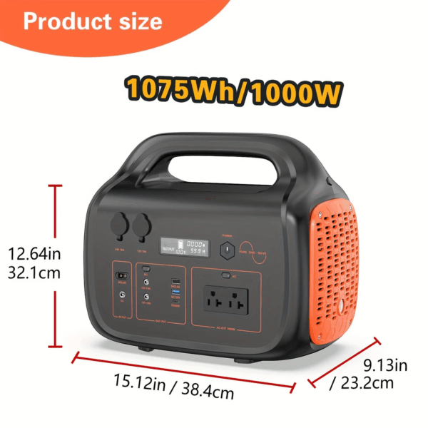 Generatris / Dèlko Solè 1000W (Pik 2000W) 1075Wh Power Station Delko sole. Lityòm Batri Pouvwa Pwovizyon pou ak AC/DC/USB/Type-C Sòti LED Flach pou Kay - Image 2
