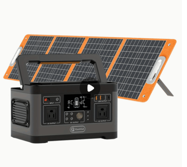 Generatris / Dèlko Solè 500W (Pik 1000W) 520Wh Power Station Delko sole. Lityòm Batri Pouvwa Pwovizyon pou ak AC/DC/USB/Type-C Sòti LED Flach pou Kay
