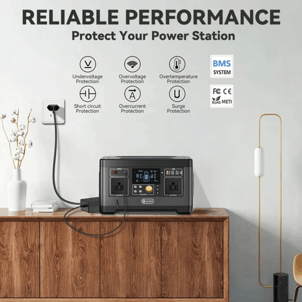 Generatris / Dèlko Solè 500W (Pik 1000W) 520Wh Power Station Delko sole. Lityòm Batri Pouvwa Pwovizyon pou ak AC/DC/USB/Type-C Sòti LED Flach pou Kay - Image 3