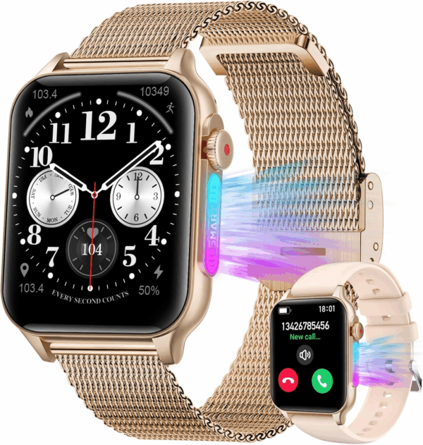 Mont intelijan Smartwatch Support Android for iphone Phone, With Message, Call Answering, Sleep Monitoring, Aktivite kontwole Phone, Smart Braslet, Gason / Fanm, kado fet Papa / Manman, anivese