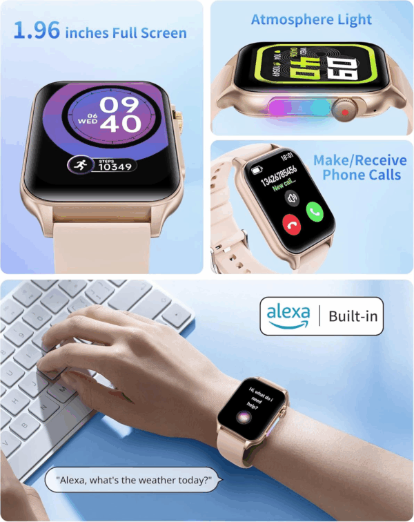 Mont intelijan Smartwatch Support Android for iphone Phone, With Message, Call Answering, Sleep Monitoring, Aktivite kontwole Phone, Smart Braslet, Gason / Fanm, kado fet Papa / Manman, anivese - Image 6
