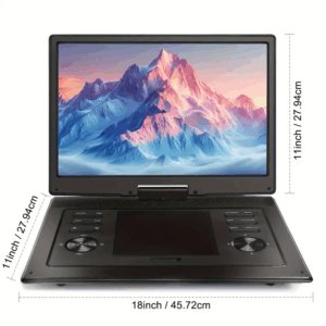17.9" Portable DVD Player with 15.6" Large HD Screen, 4-6 Hours Rechargeable Battery, Dual Speakers, Remote Control, Support Multiple Disc Formats Sync TV, USB/SD, Black