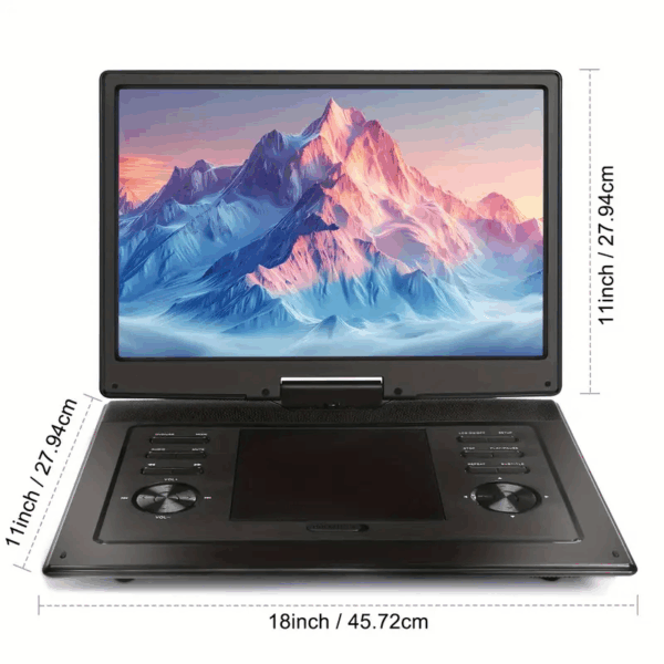 17.9" Portable DVD Player with 15.6" Large HD Screen, 4-6 Hours Rechargeable Battery, Dual Speakers, Remote Control, Support Multiple Disc Formats Sync TV, USB/SD, Black