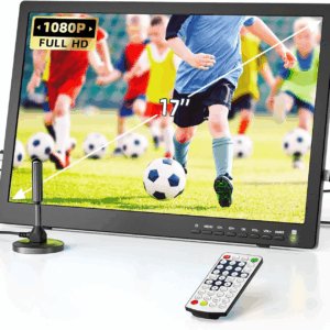 17" Potab TV Rechajab ak ATSC Tuner, Doubl Speaker and HDMI/USB/RCA Port ak Battery rechajab television