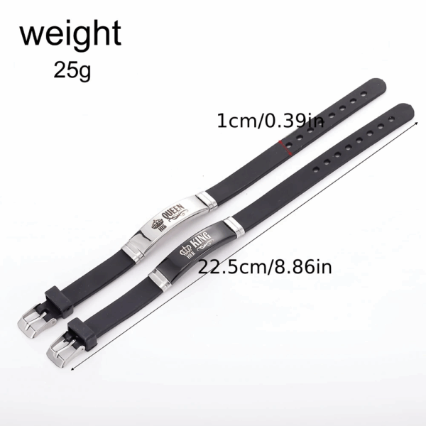 2 braslè moun damou en silikon élégance, braslè asye pur Rèn li ak Wa li pou mete chak jou pou montre ou gen metm. ado Maryaj, St Valentin,BeLove COLLECTION - Image 4
