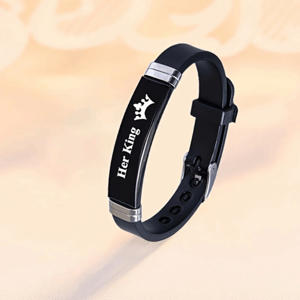 2 braslè moun damou en silikon élégance, braslè asye pur Rèn li ak Wa li pou mete chak jou pou montre ou gen metm. ado Maryaj, St Valentin,BeLove COLLECTION - Image 5