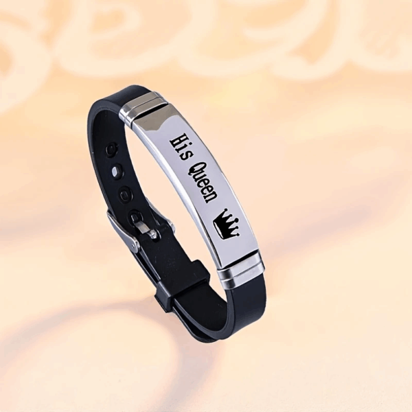 2 braslè moun damou en silikon élégance, braslè asye pur Rèn li ak Wa li pou mete chak jou pou montre ou gen metm. ado Maryaj, St Valentin,BeLove COLLECTION - Image 6