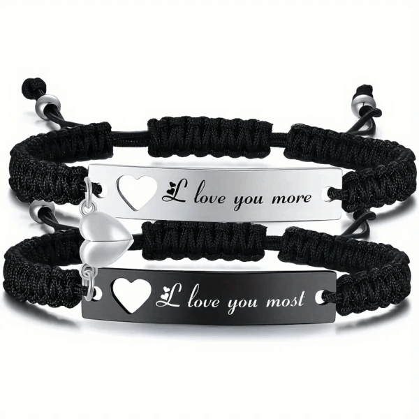 2 braslè Pwomes Lamou, Boyfriend Girlfriend, braslè asye  pou mete chak jou pou montre ou gen metm. Kado Maryaj, St Valentin, BeLove COLLECTION