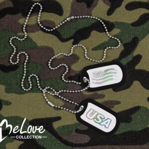 Meday kolye Militè USA America, Silver Laser conform ak réglementation Milspec, fabriquées aux États-Unis, pour les militaires en service actif et les vétérans de l'armée, "BELOVE COLLECTION"