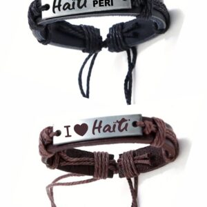 Brasle Retro en kui fanm/ Gason tise milti-kouch braslè kolye "Haiti Pap Peri"