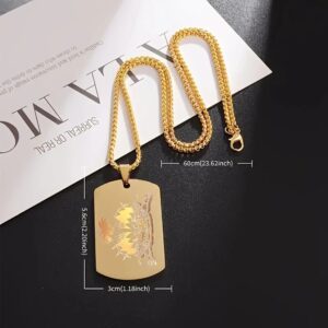 Kolye pandantif Katrin Flon Haiti en Or / Gold,  chaine an acier inoxydable, design simple et double, ou ka itilizel chak jour, Haitian Flag Day