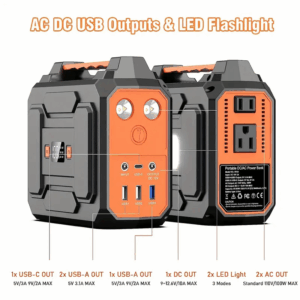 Generatris / Dèlko Solè 146Wh/100W Portab Power Station Solar Generator ( li pa livre Pano soley), High Capacity Lithium Battery Bank With 2x 110V AC Outlets, DC USB USB-C Ports, LED Light, Backup