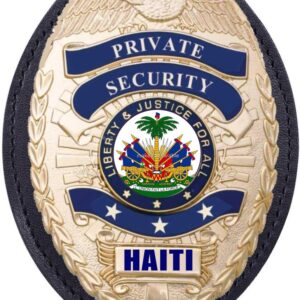Private Security Oval Badge + Holder: Standard Leather Shield Case with, Hook, Badj ofisye sekirite Rapwoche, Plak, Soft TPU badge ak PIN trap konsepsyon estanda International "BeLove Collection"