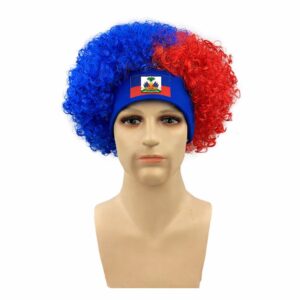 Perik koulè drapo Ble ak Rouj pou fanatik foutbòl, Ayiti Okasyon 18 Mai Fete Drapeau, akseswa pou abiye ak atmosfè eksplozif