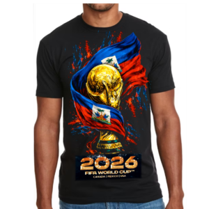 Haiti Pride Golden Trophy Premium Fan T-Shirt. Mayo Nwa unisex Sipò Ayiti. Koup Mondyal 2026.koup di mond FIFA 2026